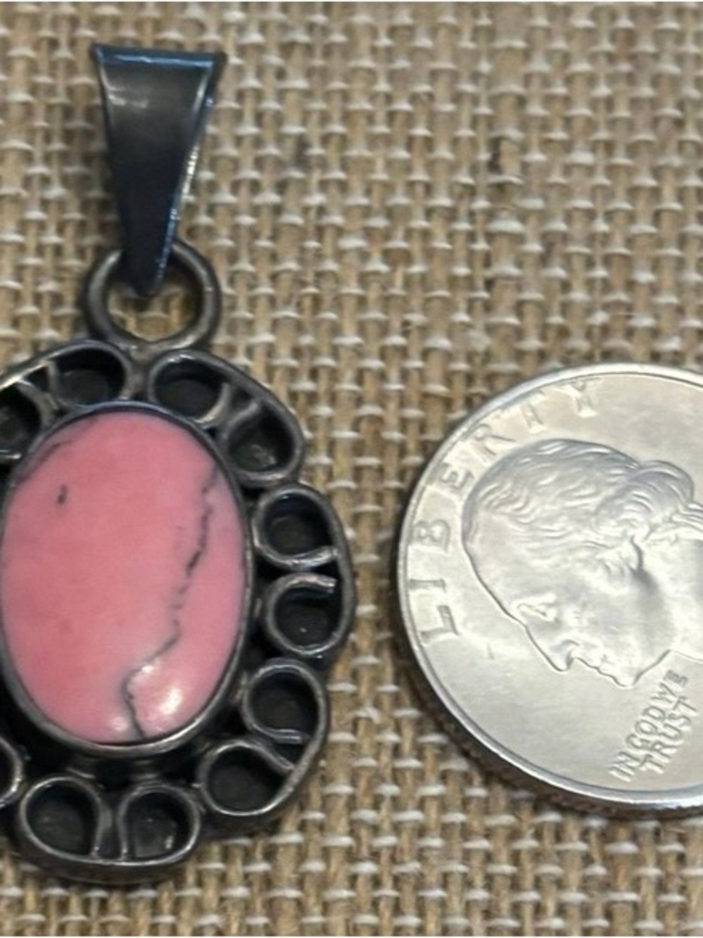 Sterling silver and Pink pendant